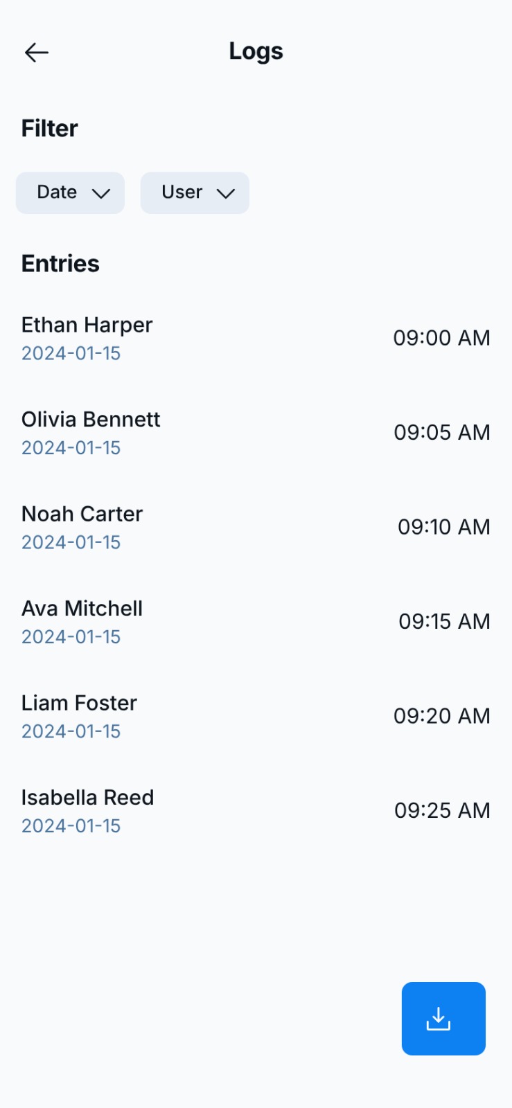 Logs Dashboard Mockup